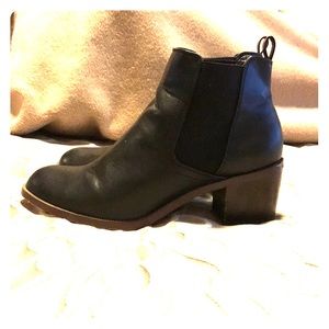 Black leather ankle booties